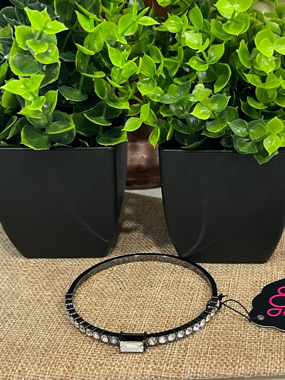 paparazzi Black Crystal Accent Bangle Bracelet